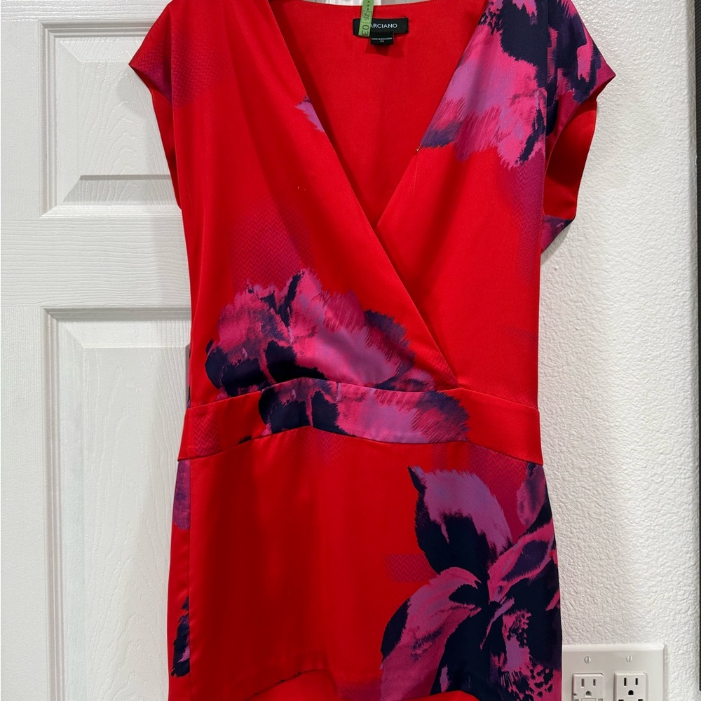 Closet NYC Red Wrap-Front Floral Top